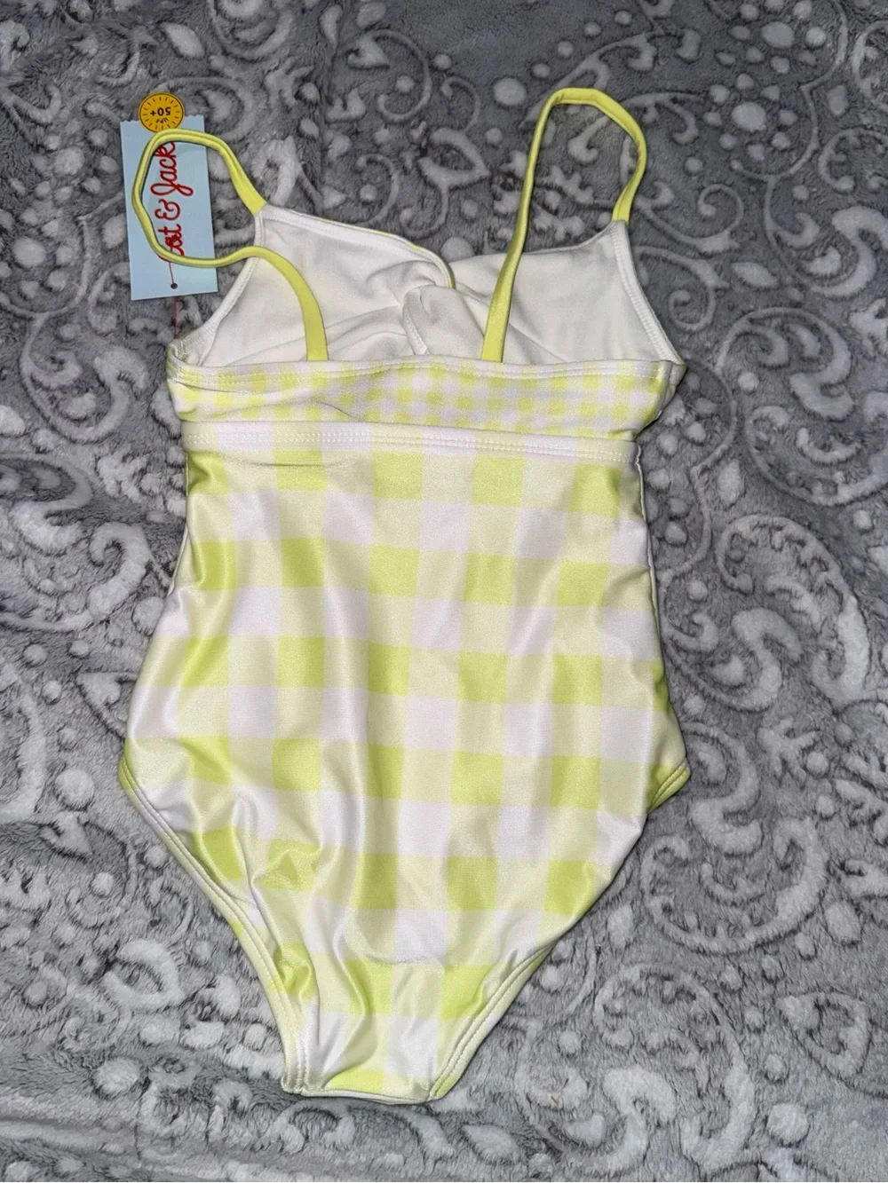 Cat & Jack Girls Yellow Gingham One Piece Swimsuit NWT Multiple Sizes